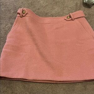 LOFT Coral A-Line Skirt with Gold Button Accents